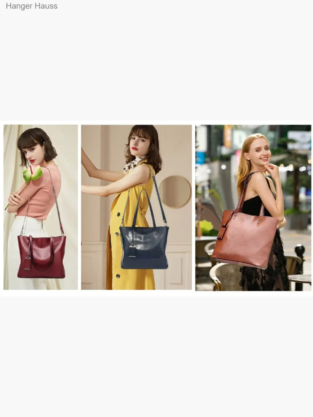 Greased Leather Satchel Tote Handbag Crossbody Shoulder Bag Purse